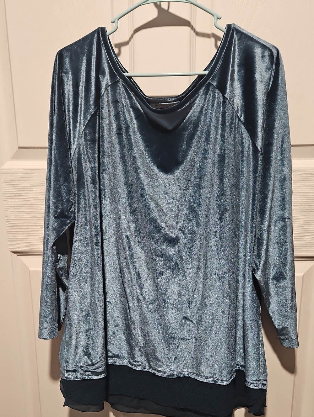 Just My Size Shimmery Slate Blue Velvet Tunic